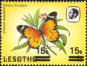 Lesotho 1984 Butterflies 15s on 1s surcharge MISREGISTER/SET OFF ERROR 1v b2391n - Picture 1 of 2