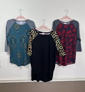 Lot of 3 Lularoe Shirts Tops MEDIUM 3/4 Sleeve Halloween & Tribal Women’s - Picture 1 of 19