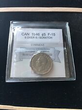 1946  6/6  Coin Mart Graded Canadian, Five Cent, **F-15 Scratch**