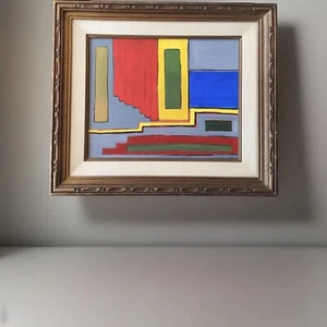 LISTED ARTIST painting ABSTRACT modernist Dr. Benjamin Gross Framed Signed - Picture 1 of 8