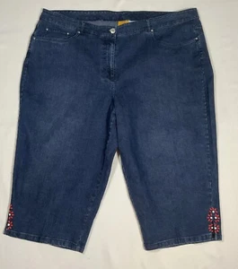RUBY RD Womens Size 22W Indigo Blue Denim Stretch *Clamdigger* Capris Jeans NWT - Picture 1 of 8