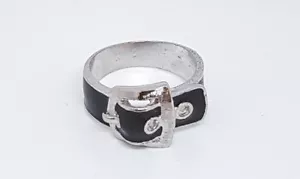 Anello in argento 800 e smalto nero - Foto 1 di 2