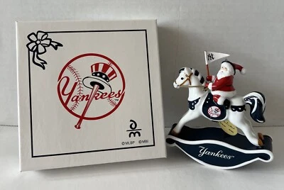 New York Yankees Danbury Mint Christmas Ornament 2007 Rocking Horse Santa MLB - Image 1 of 4