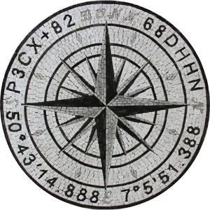 Mosaik Marmor Medaillon Kompass Hintergrund Rund Wohndeko - Bild 1 von 1