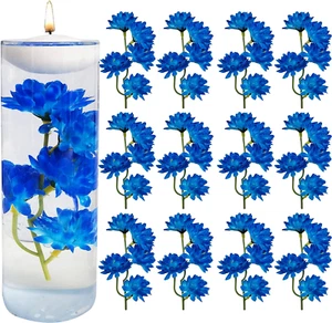 12 Stck. Blau Künstliche Blume für schwimmende Kerze Mittelstücke, Kunstblumenvase - Bild 1 von 12
