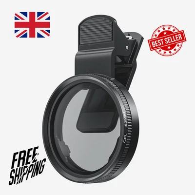 Clip-on 52mm CPL Filter Polarizing for Phone Universal Circular Polarizer Lens - Image 1 of 4