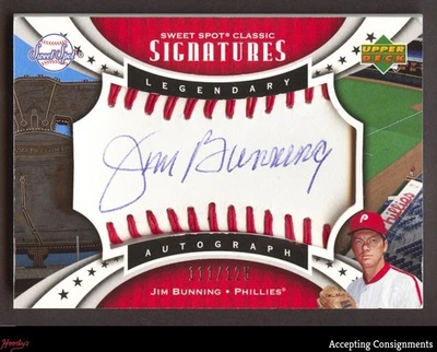 Sweet Spot Classic Signatures 2007 puntada roja tinta azul Jim Bunning automático 111/125 Foto 1 de 2