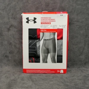Under Armour Boxerjocks Mens 3 Pack Performance Tech Large 34-37 Black Gray Red - Picture 1 of 6