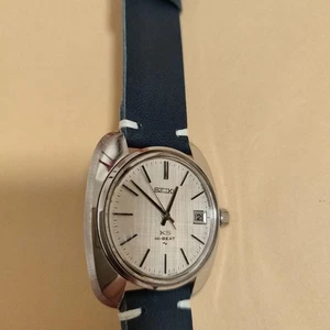 Seiko KS Hi Beat Hand-Wound Watch with Silver Dial and Navy Strap Date OH Used - Picture 1 of 11