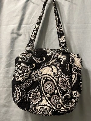 Vera Bradley Bolso Acolchado Cartera Bolso Negro Blanco Paisley Cartera Mujer  Foto 1 de 4