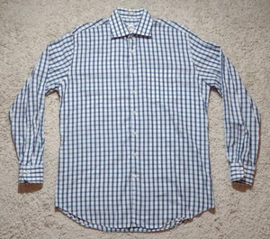 Peter Millar Gingham Button Down Shirt Men's Large/Tall Blue White Easycare - Picture 1 of 8
