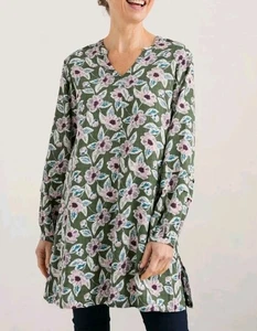 Seasalt Sun Kiss Long Sleeve Printed Tunic, Green Multi, UK 14 - Picture 1 of 7