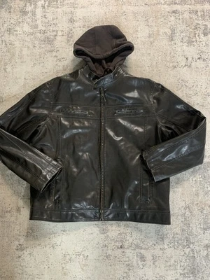 Sonoma Мужская кожа и искусственный мех коричневый размер XL куртка с капюшоном - Изображение 1 из 2