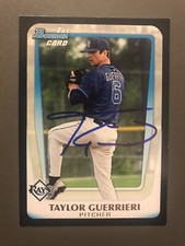 Taylor Guerrieri Signed  2011 Bowman Draft Baseball Card-Tampa Bay Rays-#BDPP38