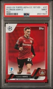 2022-23 Topps UCC 1st Edition Florian Wirtz Red #1/5 PSA 9 Pop 2, 1 Higher - Bild 1 von 2