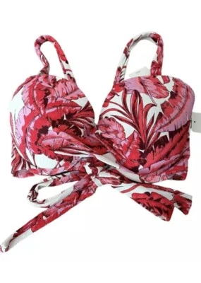 Jessica Simpson Size M - D Cup Floral Tie Back Bikini Top - New - Image 1 of 4