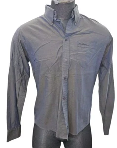 Ben Sherman Men’s Tailored Long Sleeve Button Down Shirt Blue W Silver Sheen L - Picture 1 of 7