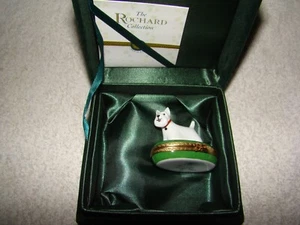 Excellent Vintage Limoges France Trinket Box White Scottie Dog with COA - Picture 1 of 6