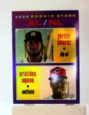 2020 TOPPS HERITAGE YORDAN ALVAREZ / AQUINO PURPLE REFRACTOR ROOKIE #THC-54