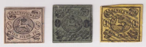 German States, Brunswick Scott #5,6,8 "Leaping Saxon Horse" Stamps. Used. CV$615 - Picture 1 of 2