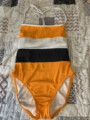 Puma Women's onepiece Swimsuit Size M Orange, Gray, White p-7990g1 - Imagem 1 de 4