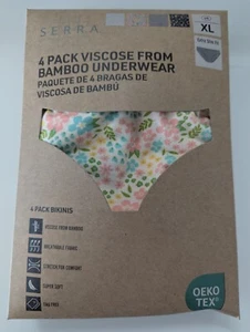 Serra Women's Bikini Viscose Bamboo Tagless Underwear Panties 4 Pair size XL - Picture 1 of 7