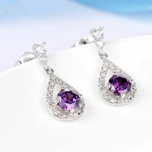 Damen Ohrringen auffallende Filled Gold 18K/750 Edelstein Amethyst Topas - Bild 1 von 2
