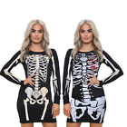 Tunic Top for Women Halloween Skeleton Print Bodycon Costume Novelty Party Dress