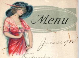 1916 Menu Handwritten Great Art - Picture 1 of 3