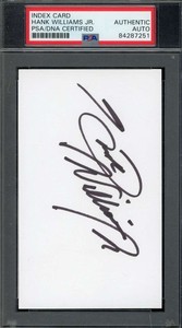 Hank Williams Jr PSA DNA Signed 3x5 Index Card Autograph