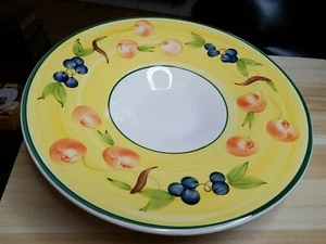 Compote bowl w/hand painted grapes Italian Ceramica ARM VARM 15 1/2" - Picture 1 of 9