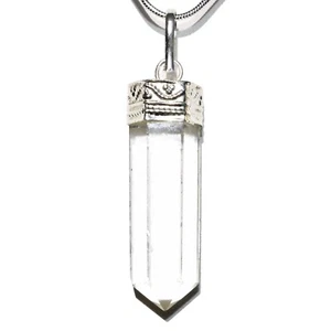 CHARGED Amplifier Clear Quartz Pendant + 20" Stainless Steel Chain & Charger - Picture 1 of 10