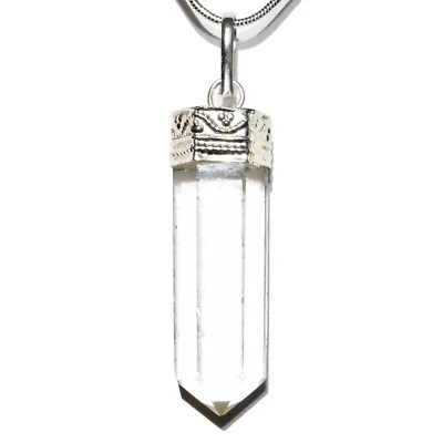 CHARGED Amplifier Clear Quartz  Pendant + 20" Stainless Steel Chain & Charger - Image 1 of 4