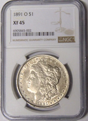 NGC XF45 1891-O Morgan Silver Dollar New Orleans Mint #6905845-002 - Image 1 of 3