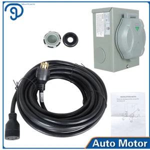 Generator Extension Power Cord and Power Inlet Box 30 Amp 25/50/75/100FT 4Prong - Picture 1 of 16