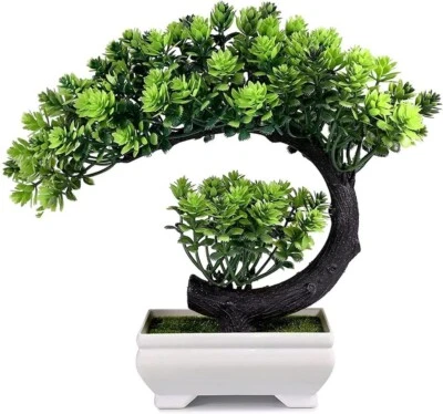 Artificial House Plant, Fake Potted Plant Perfect Plant Decor Green Bonsai 8" - Image 1 of 4