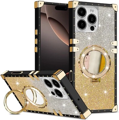 Mirror Magnetic Holder Case Flash Hot Glitter Shockproof Cover For Various Phone - Image 1 of 4