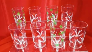 Swanky Swig Kraft Tulips 3 1/2" Juice Glasses - Red & Green - Set of 8 - Picture 1 of 7