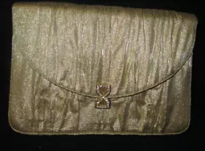 BOLSO DE NOCHE dorado vintage Lou Taylor ITALIA estrás espejo oculto patente # - Imagen 1 de 6