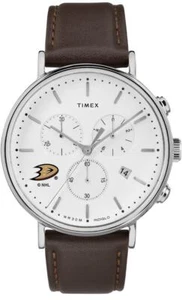 Mens Anaheim Ducks Watch Chronograph Leather Band Watch - Picture 1 of 6