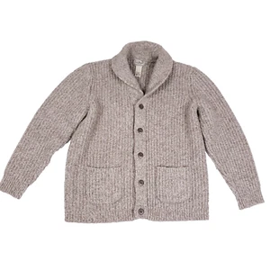 L.L.Bean Cardigan Shawl Collar Button Front L Tall Beige Normcore Minimalist - Picture 1 of 8