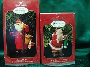 HALLMARK ORNAMENTS 1998 MEMBERSHIP 2PC LOT NEW CHRISTMAS FRIEND & MAKING HIS WAY - Picture 1 of 6