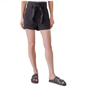 Steve Madden Women's XL High Waist Cinch Paperbag Shorts Tie Cotton Black NWT - Picture 1 of 14