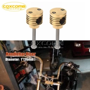 1 Pair Brass Rough 1" Handlebar Riser Clamps Mount for Harley Chopper Cafe Racer - Picture 1 of 8