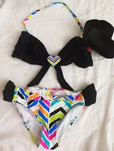 Women Swimming Suits Two Piece Bikini Set for Women Black Colorful Size XL - Picture 1 of 6