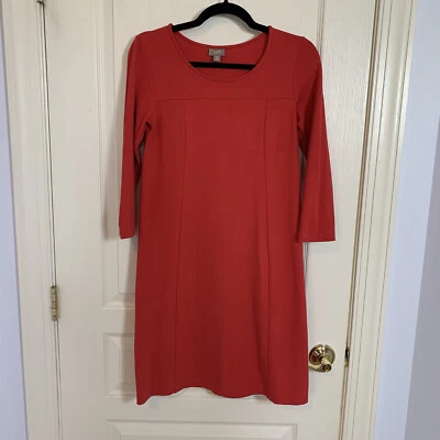 Vestido Vaina J. Jill Ponte Tejido XS Rojo Manga 3/4 Cuello Redondo Informal Para Mujer Foto 1 de 4