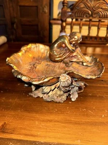 Outstanding Antique Art Nouveau Woman Cast Poppy’s Bowl Compote - Picture 1 of 7