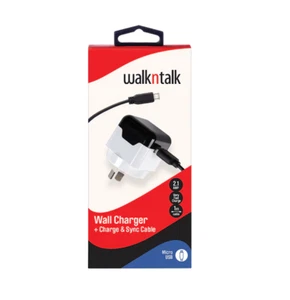 WALKNTALK USB WALL CHARGER + CABLE MICRO 2.1 AMP - Picture 1 of 2