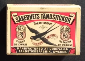 SF0203 sehr alte Papier Streichholzschachtel schwedische Schwalbe - Bild 1 von 1