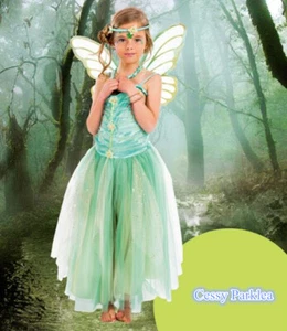 W-R4-1 Girls Sparkling Tinkerbell Fairy Book Week Fancy Dress Costume & Wings - Picture 1 of 7